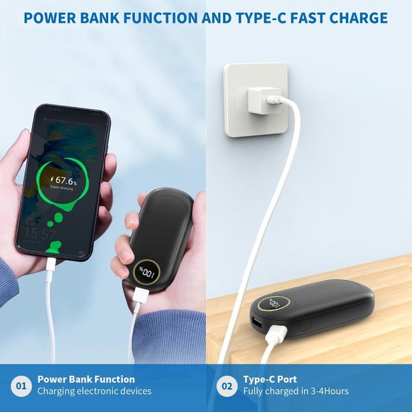 7000mAh‎ Rechargeable Electric Hand Warmer and Power Bank - Picture 10 of 12